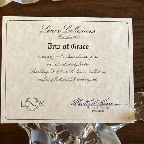 Trio Of Grace Lenox Crystal Dolphins With Frosted Waves Vintage from the 90’s - Picture 10 of 10